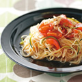 帆立貝とトマトのソースの冷製パスタ