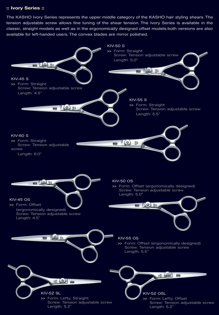 KIV (Ivory) Haircut Scissors KASHO Products KAI Group