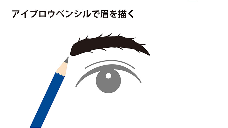 アイブロウペンシルで眉を描く