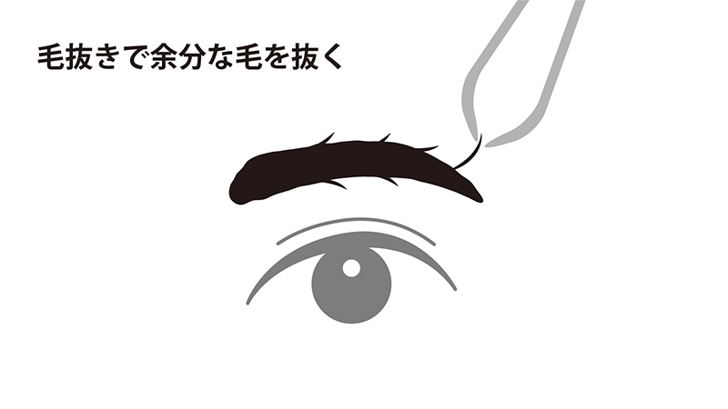 毛抜きで余分な毛を抜く