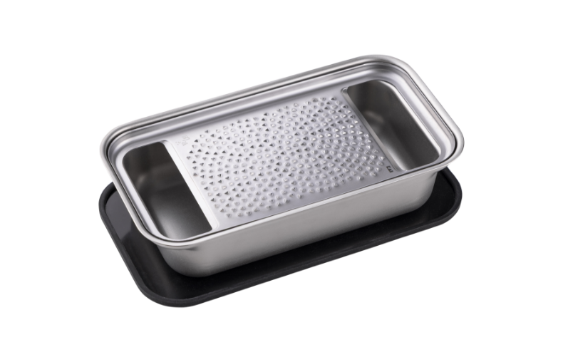 All-Stainless Steel Grater, Extra-Sharp (w/Container)