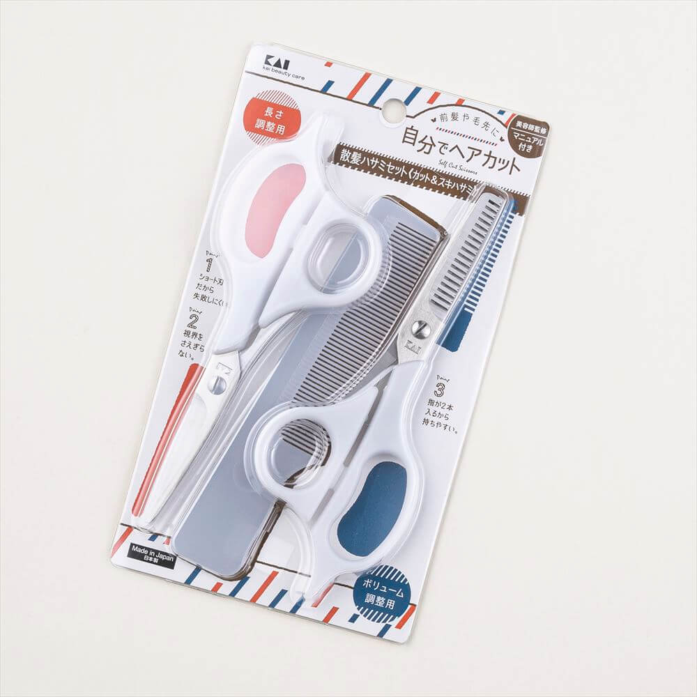 貝印 KQ3201 自分でヘアカット セルフ用 スキバサミ